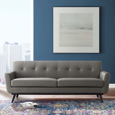 EEI-3733-GRY Engage Top-Grain Leather Living Room Lounge Sofa Gray