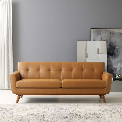 EEI-3733-TAN Engage Top-Grain Leather Living Room Lounge Sofa Tan