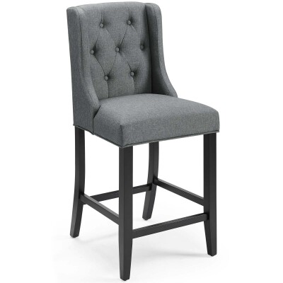 EEI-3739-GRY Baronet Tufted Button Upholstered Fabric Counter Stool Gray