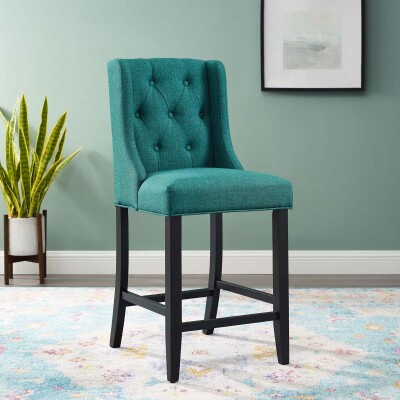 EEI-3739-TEA Baronet Tufted Button Upholstered Fabric Counter Stool Teal