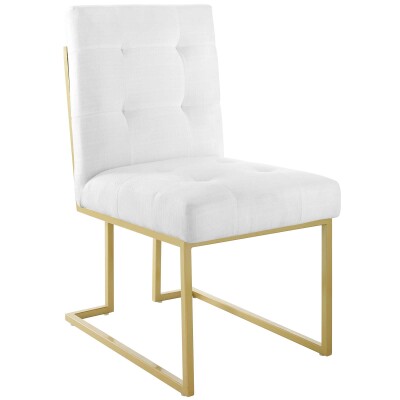 EEI-3743-GLD-WHI Privy Gold Stainless Steel Upholstered Fabric Dining Accent Chair Gold White