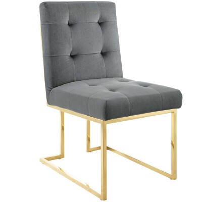 EEI-3744-GLD-CHA Privy Gold Stainless Steel Performance Velvet Dining Chair