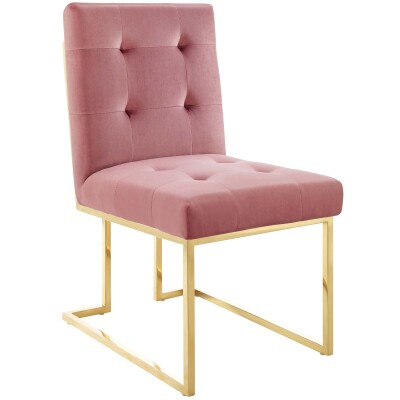 EEI-3744-GLD-DUS Privy Gold Stainless Steel Performance Velvet Dining Chair