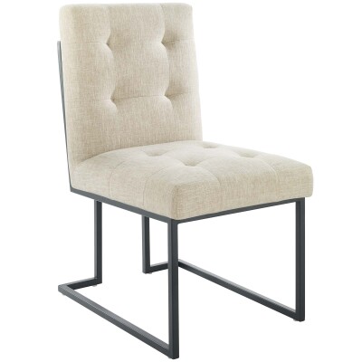EEI-3745-BLK-BEI Privy Black Stainless Steel Upholstered Fabric Dining Chair