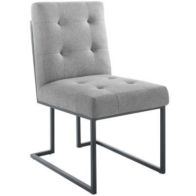 EEI-3745-BLK-LGR Privy Black Stainless Steel Upholstered Fabric Dining Chair
