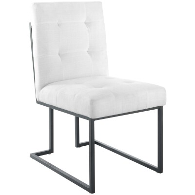 EEI-3745-BLK-WHI Privy Black Stainless Steel Upholstered Fabric Dining Chair