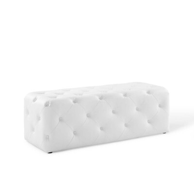 EEI-3767-WHI Anthem 48" Tufted Button Entryway Faux Leather Bench White