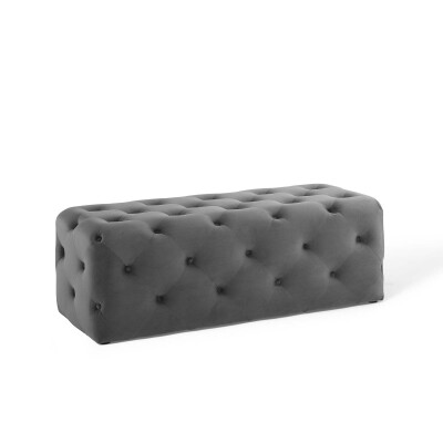EEI-3768-GRY Anthem 48" Tufted Button Entryway Performance Velvet Bench Gray