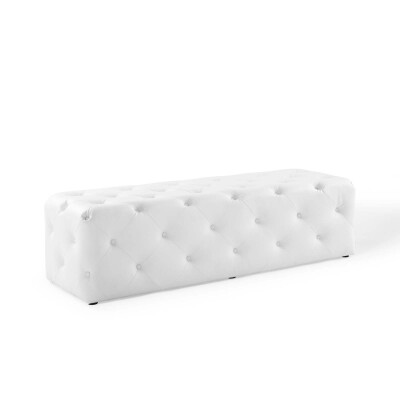 EEI-3769-WHI Anthem 60" Tufted Button Entryway Faux Leather Bench White