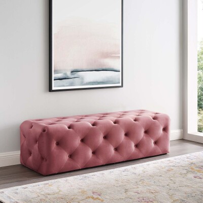 EEI-3770-DUS Anthem 60" Tufted Button Entryway Performance Velvet Bench Dusty Rose