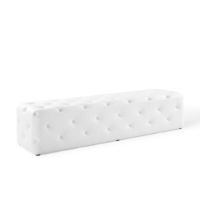 EEI-3771-WHI Anthem 72" Tufted Button Entryway Faux Leather Bench White