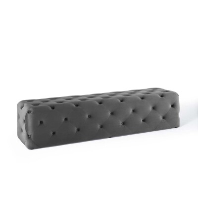 EEI-3772-GRY Anthem 72" Tufted Button Entryway Performance Velvet Bench Gray