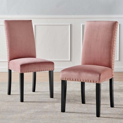 EEI-3779-DUS Parcel Performance Velvet Dining Side Chairs-(Set of 2) Dusty Rose