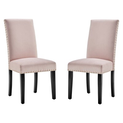 EEI-3779-PNK Parcel Performance Velvet Dining Side Chairs-(Set of 2) Pink