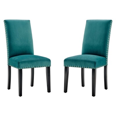 EEI-3779-TEA Parcel Performance Velvet Dining Side Chairs (Set of 2) Teal