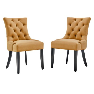 EEI-3780-COG Regent Tufted Performance Velvet Dining Side Chairs (Set of 2) Cognac