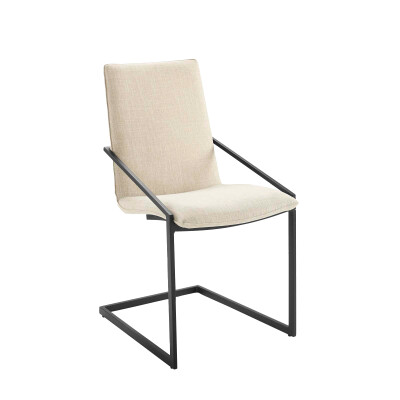 EEI-3800-BLK-BEI Pitch Upholstered Fabric Dining Armchair Black Beige