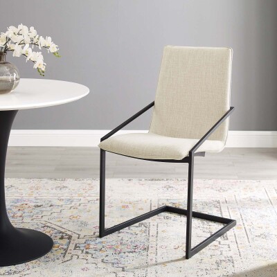 EEI-3800-BLK-BEI Pitch Upholstered Fabric Dining Armchair Black Beige