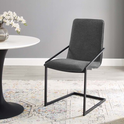 EEI-3800-BLK-CHA Pitch Upholstered Fabric Dining Armchair Black Charcoal