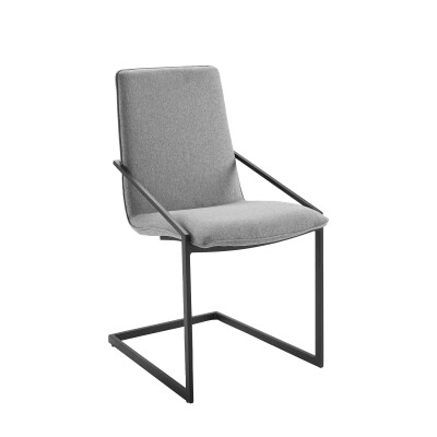 EEI-3800-BLK-LGR Pitch Upholstered Fabric Dining Armchair Black Light Gray