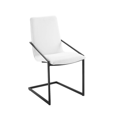 EEI-3800-BLK-WHI Pitch Upholstered Fabric Dining Armchair Black White