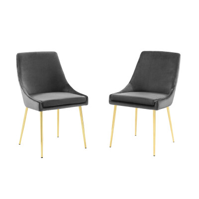 EEI-3808-GLD-CHA Viscount Performance Velvet Dining Chairs-(Set of 2) Gold Charcoal