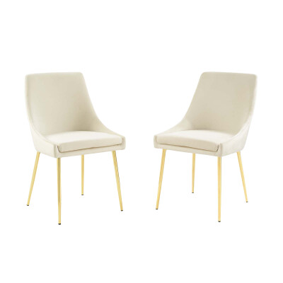 EEI-3808-GLD-IVO Viscount Performance Velvet Dining Chairs-(Set of 2) Gold Ivory