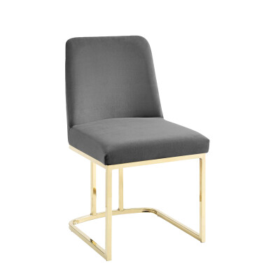 EEI-3810-GLD-GRY Amplify Sled Base Performance Velvet Dining Side Chair Gold Gray