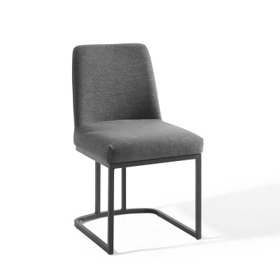 EEI-3811-BLK-CHA Amplify Sled Base Upholstered Fabric Dining Side Chair Black Charcoal