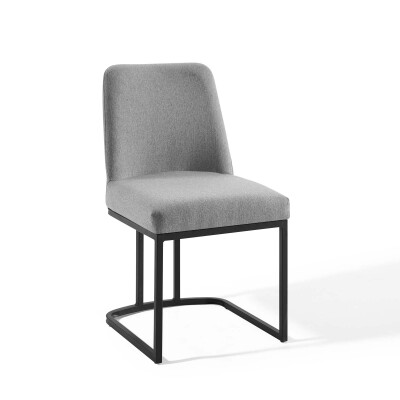 EEI-3811-BLK-LGR Amplify Sled Base Upholstered Fabric Dining Side Chair Black Light Gray