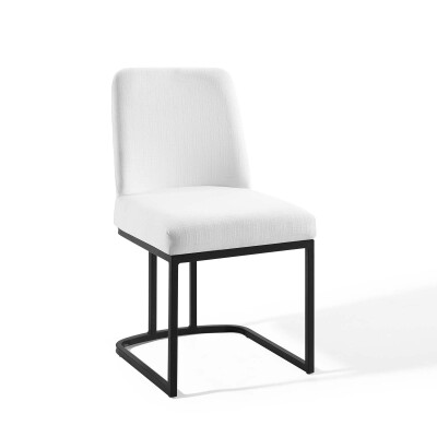 EEI-3811-BLK-WHI Amplify Sled Base Upholstered Fabric Dining Side Chair Black White