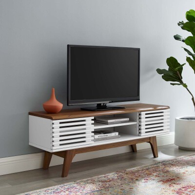 EEI-3837-WAL-WHI Render 46" Media Console TV Stand Walnut White