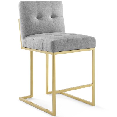 EEI-3852-GLD-LGR Privy Gold Stainless Steel Upholstered Fabric Counter Stool