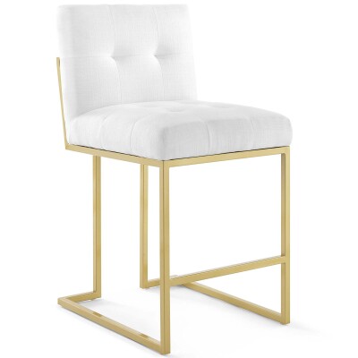 EEI-3852-GLD-WHI Privy Gold Stainless Steel Upholstered Fabric Counter Stool Gold White