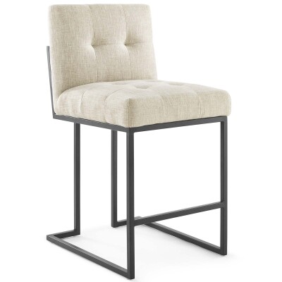 EEI-3854-BLK-BEI Privy Black Stainless Steel Upholstered Fabric Counter Stool