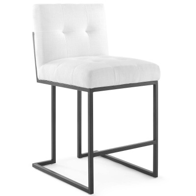 EEI-3854-BLK-WHI Privy Black Stainless Steel Upholstered Fabric Counter Stool