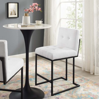 EEI-3854-BLK-WHI Privy Black Stainless Steel Upholstered Fabric Counter Stool