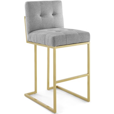 EEI-3855-GLD-LGR Privy Gold Stainless Steel Upholstered Fabric Bar Stool