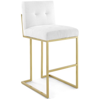 EEI-3855-GLD-WHI Privy Gold Stainless Steel Upholstered Fabric Bar Stool Gold White