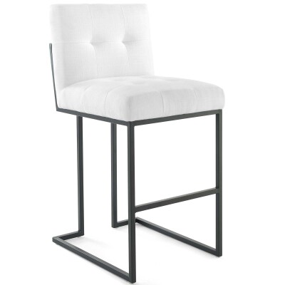 EEI-3857-BLK-WHI Privy Black Stainless Steel Upholstered Fabric Bar Stool