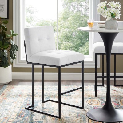 EEI-3857-BLK-WHI Privy Black Stainless Steel Upholstered Fabric Bar Stool