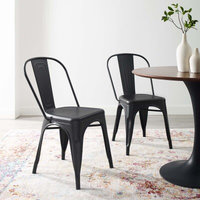 EEI-3859-BLK Promenade Bistro Dining Side Chair (Set of 2) Black
