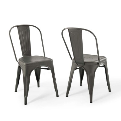 EEI-3859-GME Promenade Bistro Dining Side Chair (Set of 2) Gunmetal