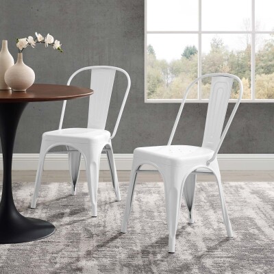 EEI-3859-WHI Promenade Bistro Dining Side Chair (Set of 2) White