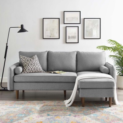 EEI-3867-LGR Revive Upholstered Right or Left Sectional Sofa Light Gray