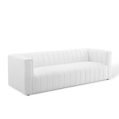 EEI-3881-WHI Reflection Channel Tufted Upholstered Fabric Sofa White