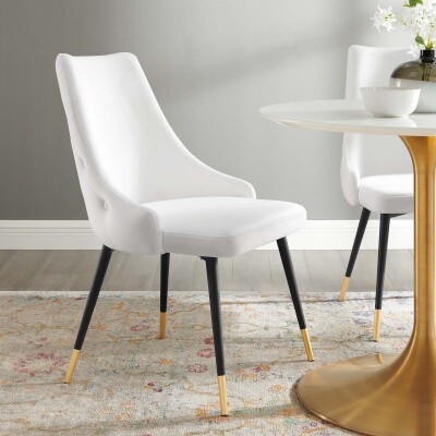 EEI-3907-WHI Adorn Tufted Performance Velvet Dining Side Chair in White