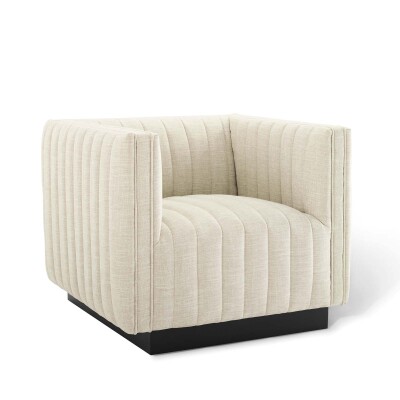EEI-3927-BEI Conjure Tufted Upholstered Fabric Armchair Beige