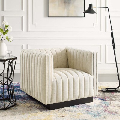 EEI-3927-BEI Conjure Tufted Upholstered Fabric Armchair Beige