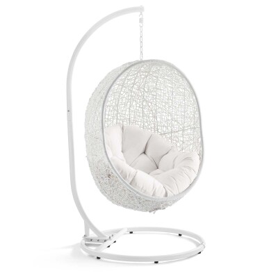 EEI-3929-WHI-WHI Hide Outdoor Patio Sunbrella® Swing Chair With Stand White White